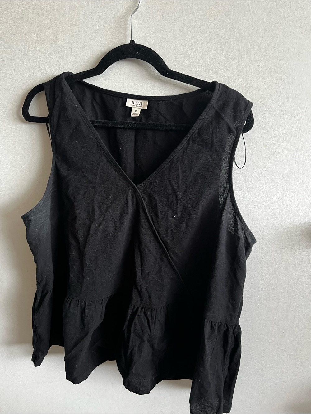 a.n.a Black V-Neck Sleeveless Peplum Tank Top